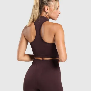 Discount Gymshark Corset Seamless Crop Tank HeritageBrown