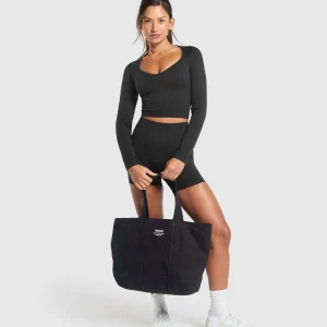 Online Gymshark Corset Seamless Long Sleeve Top Black