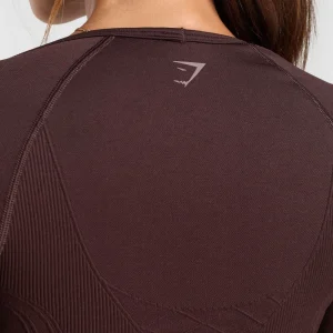 Clearance Gymshark Corset Seamless Long Sleeve Top HeritageBrown