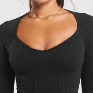 Online Gymshark Corset Seamless Long Sleeve Top Black