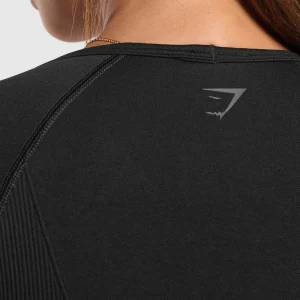 Online Gymshark Corset Seamless Long Sleeve Top Black
