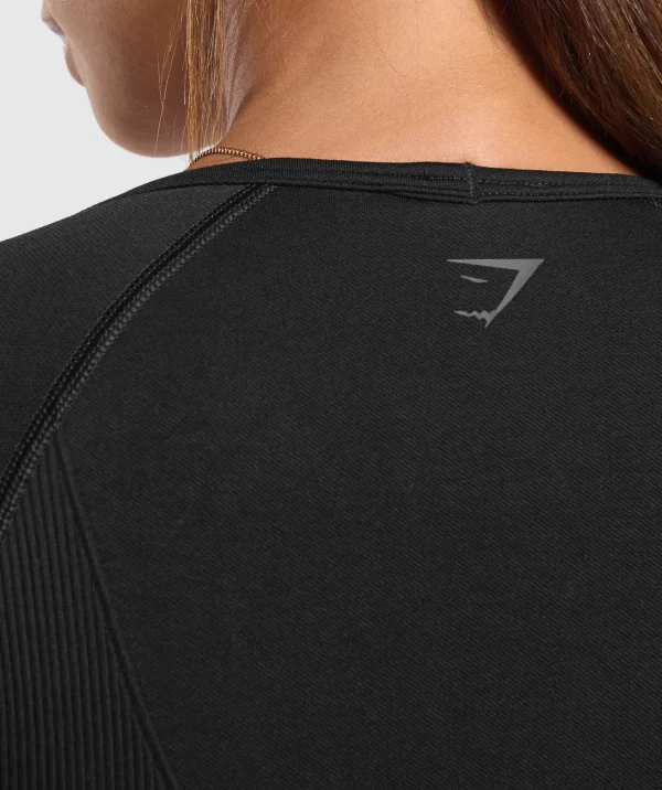 Online Gymshark Corset Seamless Long Sleeve Top Black