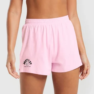 Hot Gymshark Cotton Graphic Shorts DollyPink