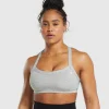 Hot Gymshark Cotton Lifting Sports Bra LightGreyCoreMarl