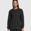 Fashion Gymshark Cotton Oversized Long Sleeve Top Black