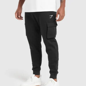 Fashion Gymshark Crest Cargo Joggers Black