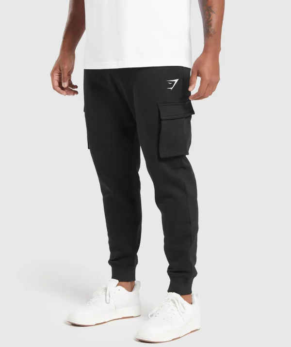 Fashion Gymshark Crest Cargo Joggers Black