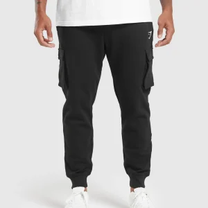 Fashion Gymshark Crest Cargo Joggers Black