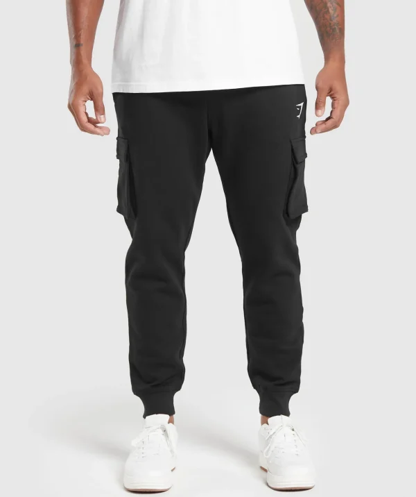 Fashion Gymshark Crest Cargo Joggers Black