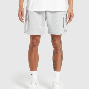 Discount Gymshark Crest Cargo Shorts LightGreyMarl