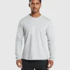 Fashion Gymshark Crest Long Sleeve T-Shirt LightGreyMarl