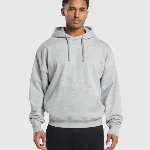 Clearance Gymshark Crest Oversized Hoodie LightGreyMarl