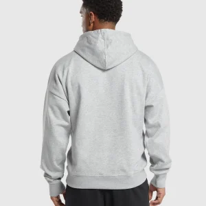 Clearance Gymshark Crest Oversized Hoodie LightGreyMarl