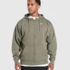 Discount Gymshark Crest Oversized Zip Up Hoodie BaseGreen