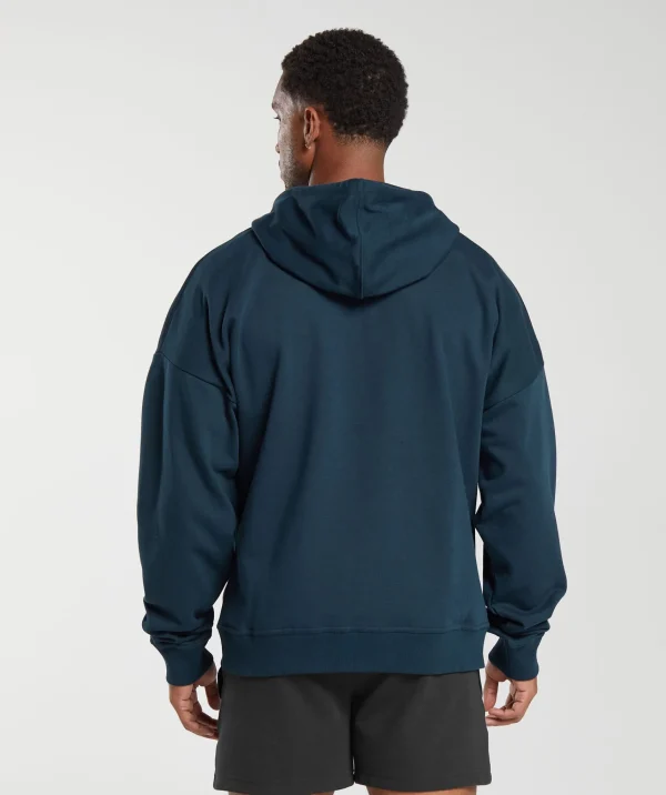 Online Gymshark Crest Oversized Zip Up Hoodie Navy