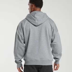 Online Gymshark Crest Oversized Zip Up Hoodie CharcoalGreyMarl