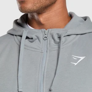 New Gymshark Crest Oversized Zip Up Hoodie DenimGrey