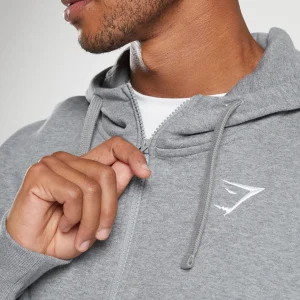 Online Gymshark Crest Oversized Zip Up Hoodie CharcoalGreyMarl