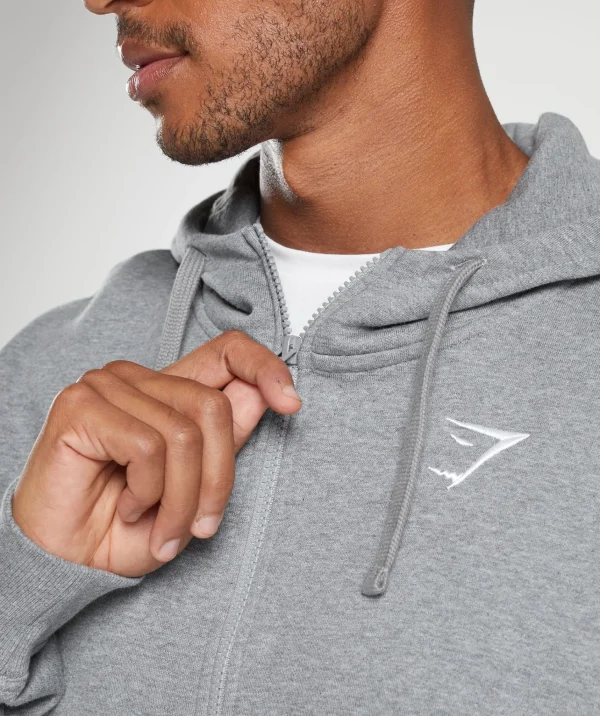 Online Gymshark Crest Oversized Zip Up Hoodie CharcoalGreyMarl