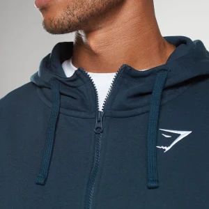 Online Gymshark Crest Oversized Zip Up Hoodie Navy