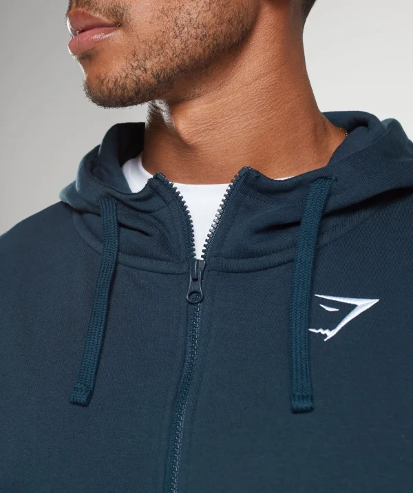 Online Gymshark Crest Oversized Zip Up Hoodie Navy