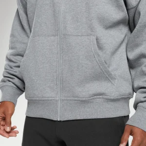 Online Gymshark Crest Oversized Zip Up Hoodie CharcoalGreyMarl