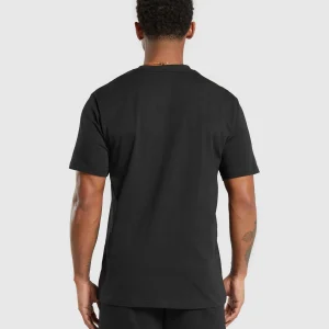 Discount Gymshark Crest V-Neck T Shirt Black