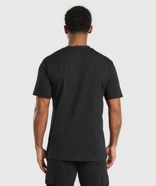 Discount Gymshark Crest V-Neck T Shirt Black