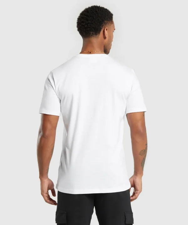 New Gymshark Crest V-Neck T Shirt White