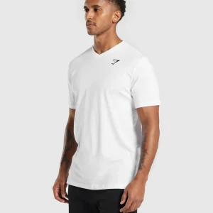 New Gymshark Crest V-Neck T Shirt White