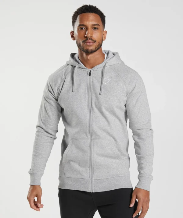 Hot Gymshark Crest Zip Up Hoodie LightGreyMarl