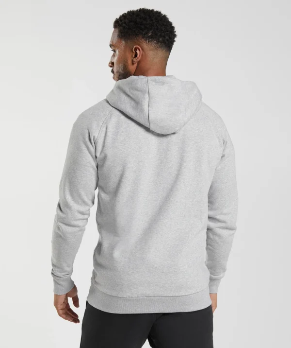 Hot Gymshark Crest Zip Up Hoodie LightGreyMarl