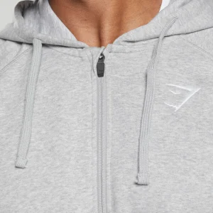 Hot Gymshark Crest Zip Up Hoodie LightGreyMarl