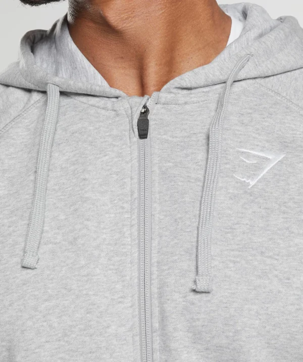 Hot Gymshark Crest Zip Up Hoodie LightGreyMarl