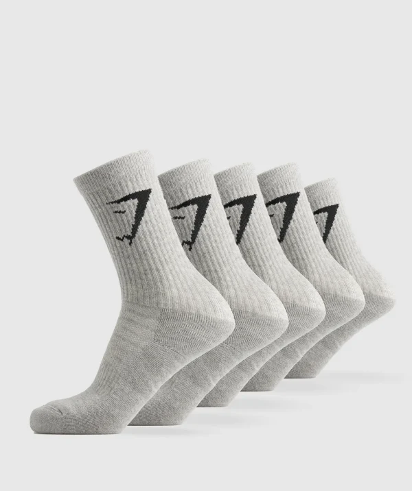 Sale Gymshark Crew Socks 5pk LightGreyMarl