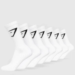 Clearance Gymshark Crew Socks 7pk White