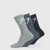 Sale Gymshark Crew Socks 3pk HeavyBlue/IronBlue/DenimGrey