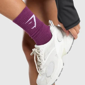 Clearance Gymshark Crew Socks 3pk MagentaPurple/SoftPurple/WarmLilac