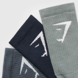 Sale Gymshark Crew Socks 3pk HeavyBlue/IronBlue/DenimGrey