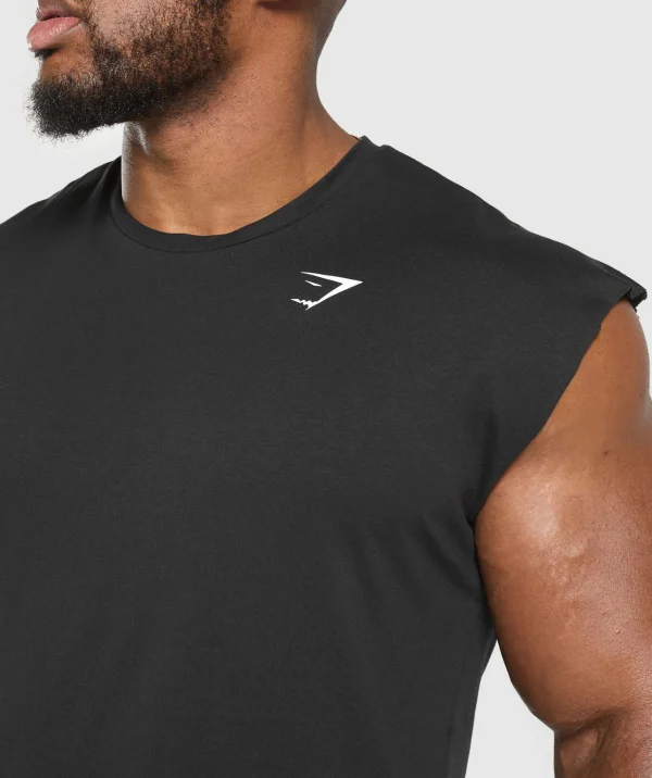 Clearance Gymshark Critical Cut Off Tank Black