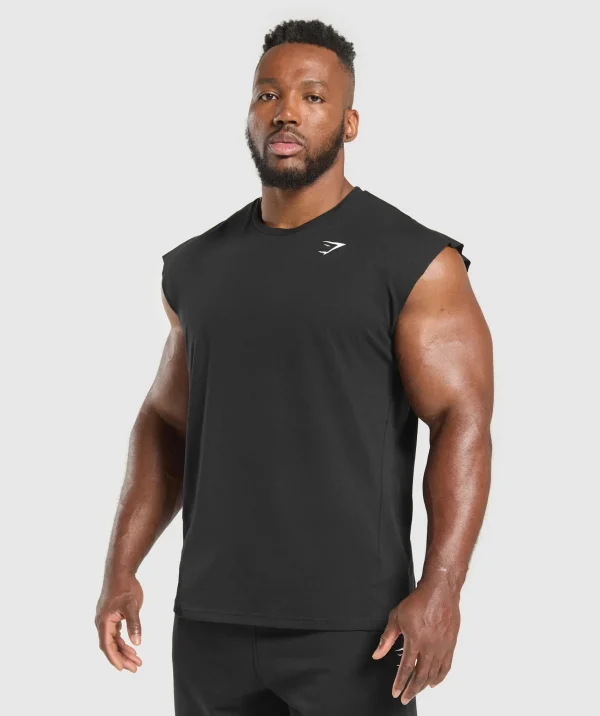 Clearance Gymshark Critical Cut Off Tank Black