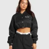 Discount Gymshark Cropped Bomber Jacket Black