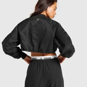 Discount Gymshark Cropped Bomber Jacket Black