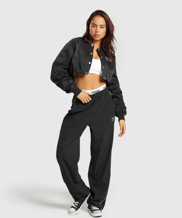 Discount Gymshark Cropped Bomber Jacket Black