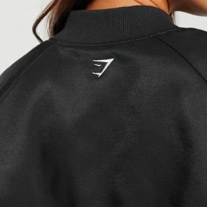 Discount Gymshark Cropped Bomber Jacket Black