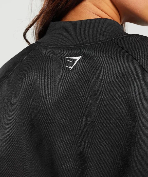 Discount Gymshark Cropped Bomber Jacket Black