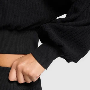 Online Gymshark Cropped Cord Sweater Black