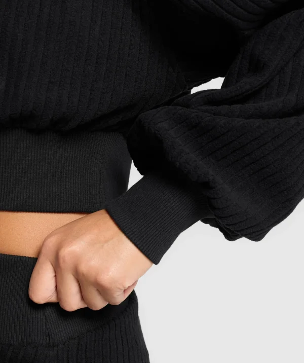 Online Gymshark Cropped Cord Sweater Black