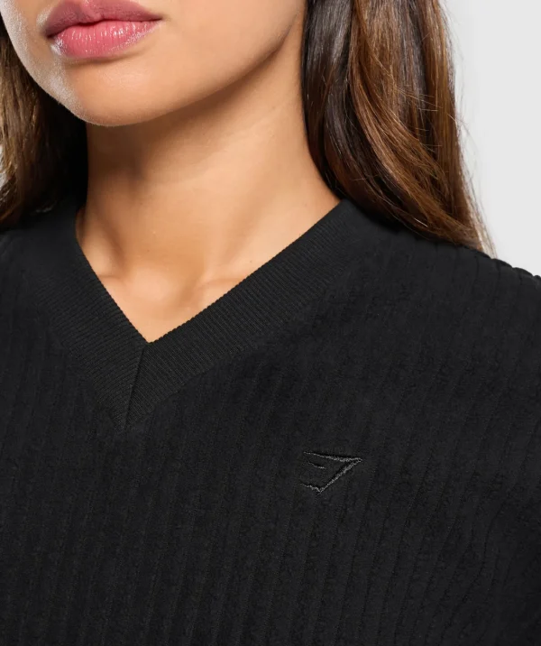 Online Gymshark Cropped Cord Sweater Black