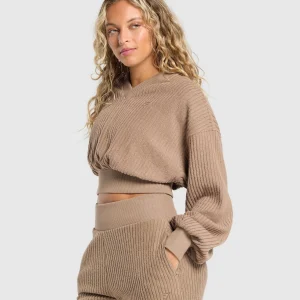 Fashion Gymshark Cropped Cord Sweater SoulBrown